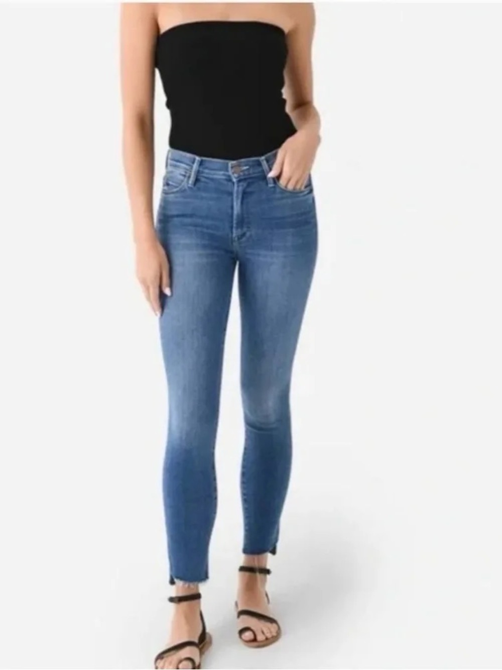 MOTHER The Stunner Zip Two Step Fray Jeans Girl Crush Size 30